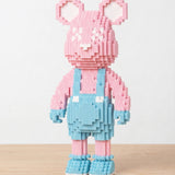 Pink Blue Overalls Bear